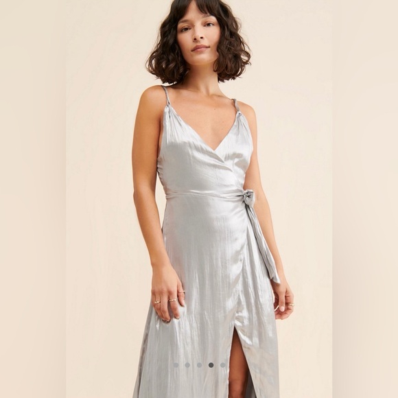 Free People Jocelyn Wrap Maxi Dress Silver - Picture 4 of 7